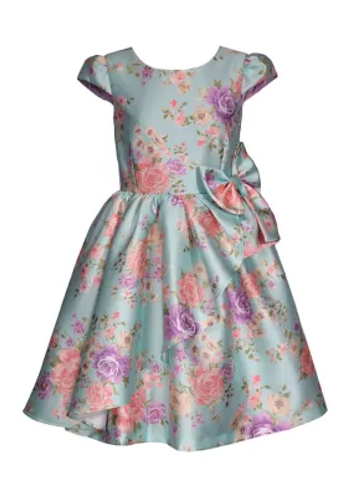 Girls 7-16 Floral Printed Mikado Dress