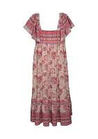 Girls 7-16 Floral Border Printed Dress