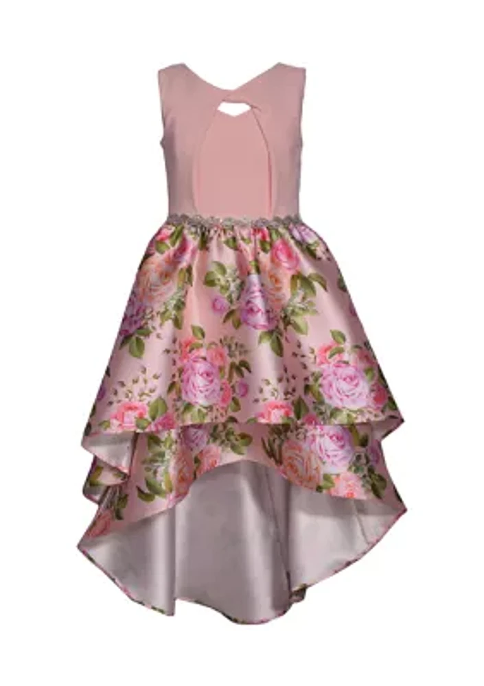 Girls 7-16 Floral Mikado Dress