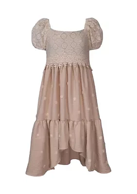 Girls 7-16 Puff Sleeve Lace High Low Dress