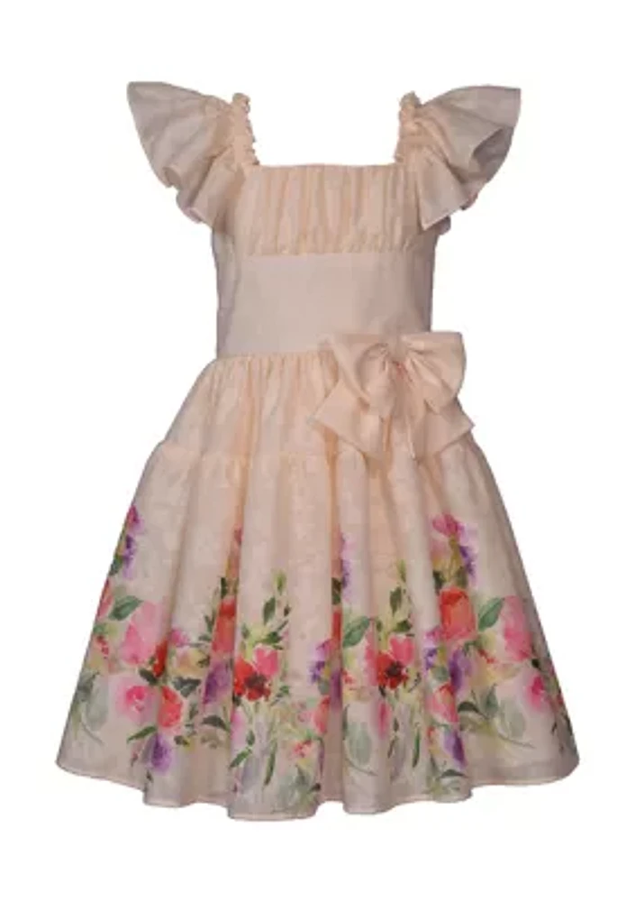 Girls 7-16 Floral Border Printed Dress