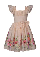 Girls 7-16 Floral Border Printed Dress