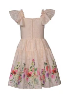 Girls 7-16 Floral Border Printed Dress