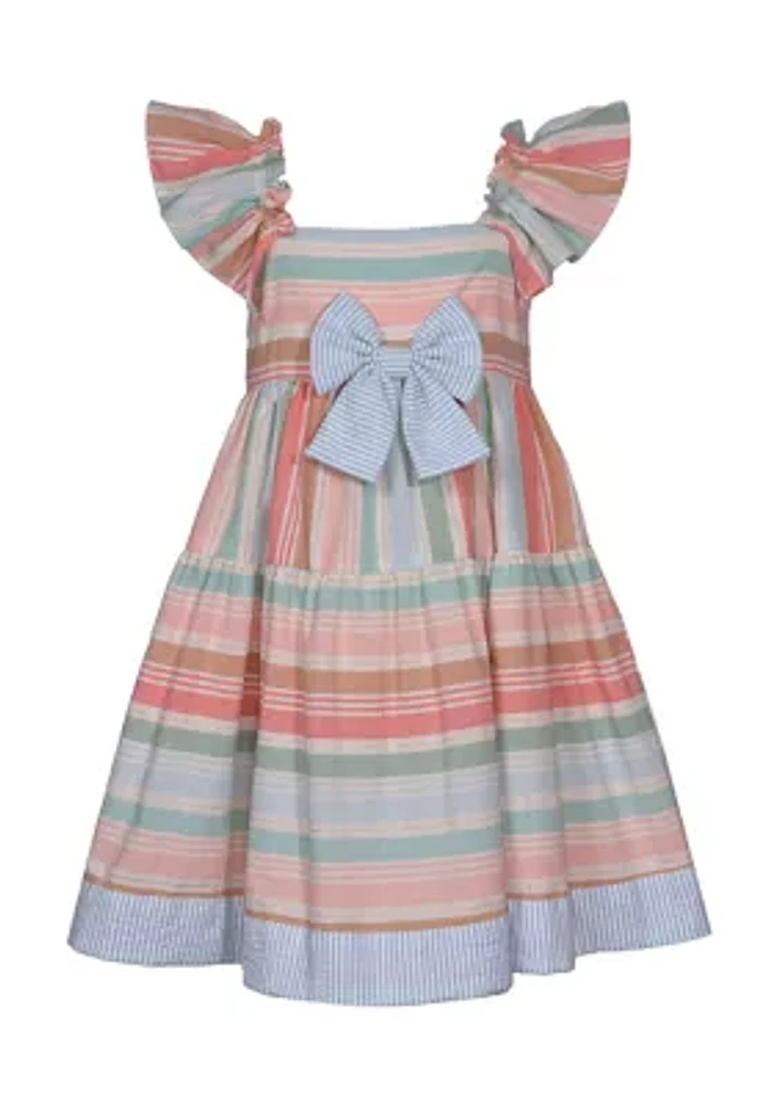 Girls 7-16 Muted Stripe Linen Dress