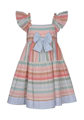 Girls 7-16 Muted Stripe Linen Dress