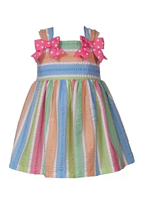 Girls 4-6x Striped Bow Shoulder Dress