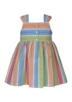 Girls 4-6x Striped Bow Shoulder Dress