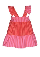 Girls 4-6x Color Blocked Multi Striped Dress