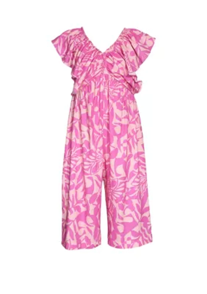 Girls 7-16 Printed Side Tie Jumpsuit