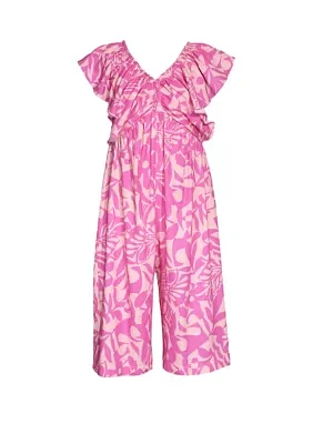 Girls 7-16 Printed Side Tie Jumpsuit