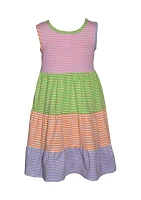 Girls 7-16 Striped Knit Color Blocked Dress