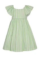 Girls 7-16 Striped Flutter Sleeve Dress