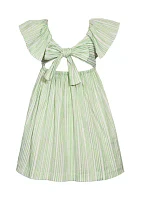 Girls 7-16 Striped Flutter Sleeve Dress