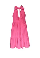 Girls 7-16 Sleeveless Halter Solid Dress