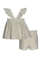 Girls 7-16 Embroidered Bodice Top and Pull On Shorts Set