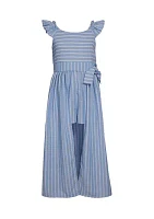 Girls 7-16 Chambray Stripe Walk Through Dress