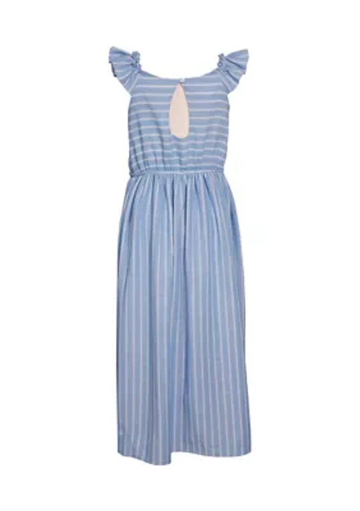 Girls 7-16 Chambray Stripe Walk Through Dress