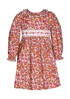 Girls 4-6x Smocked Floral Printed Dress