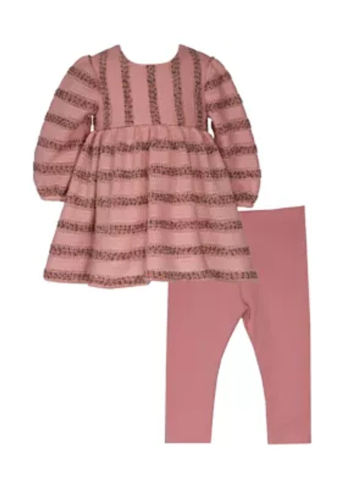 Girls 4-6x Stripe Sweater Knit Top and Leggings Set