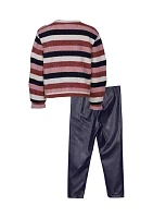 Girls 4-6x Chenille Striped Sweater and Leggings Set