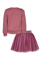 Girls 4-6x Butterfly Embroidered Sweater and Skirt Set