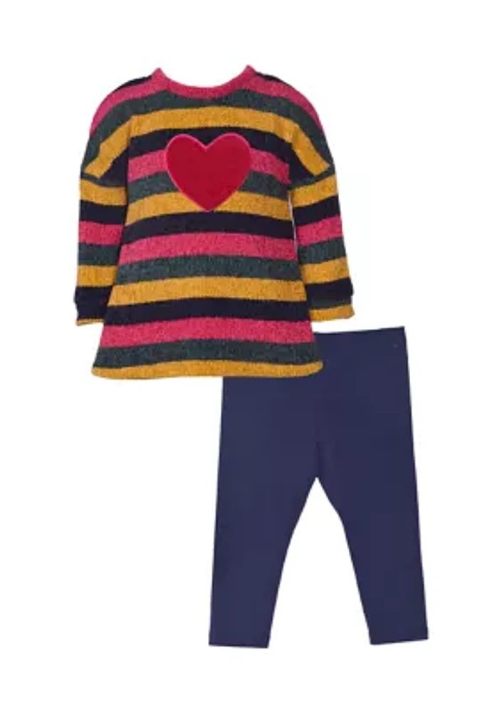 Girls 4-6x Heart Appliqué Top and Leggings Set