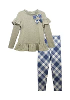 Girls 4-6x Ruffle Top and Plaid Legging Set