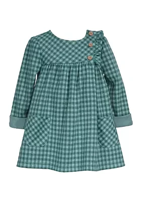 Girls 7-16 French Terry Check Printed Dress