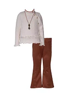 Girls 7-16 Sweater and Suede Flare Pants