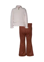 Girls 7-16 Sweater and Suede Flare Pants