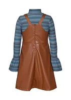 Girls 7-16 Pleather Cross Bodice Jumper Dress