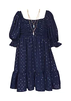 Girls 7-16 Foiled Dot Crepe Dress