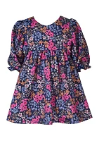 Girls 7-16 Long Sleeve Printed Knit Dress