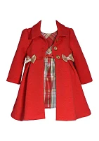 Girls 4-6x Coat over Plaid Taffeta Dress