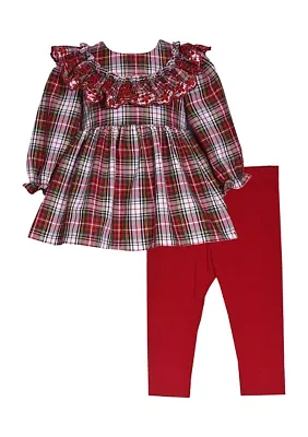 Girls 4-6x Plaid Top and Leggings Set