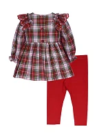 Girls 4-6x Plaid Top and Leggings Set