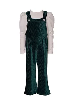 Girls 4-6x Bib-Front Velvet Jumpsuit