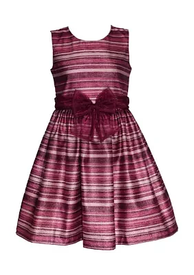 Girls 7-16 Velvet Cardigan over Striped Dress