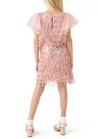 Girls 7-16 Ruffle Sleeve Sequin Dress