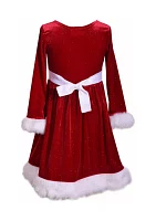 Girls 7-16 Long Sleeve Sequin Santa Dress