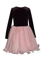 Girls 7-16 Long Sleeve Stretch to Pleat Dress