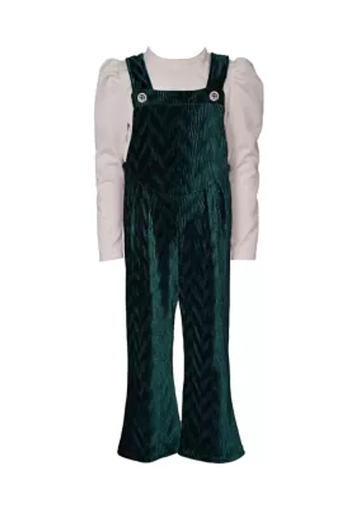 Girls 7-16 Bib-Front Velvet Jumpsuit