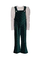 Girls 7-16 Bib-Front Velvet Jumpsuit