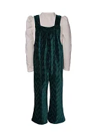 Girls 7-16 Bib-Front Velvet Jumpsuit