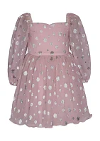 Girls 7-16 Mesh Dress with Foil Dot Prints