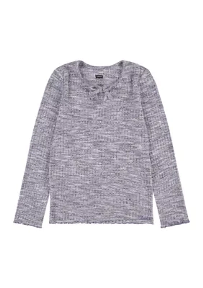 Girls 4-6x Space Dye Long Sleeve Knit Top