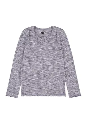 Girls 4-6x Space Dye Long Sleeve Knit Top