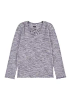 Girls 4-6x Space Dye Long Sleeve Knit Top