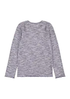 Girls 4-6x Space Dye Long Sleeve Knit Top