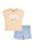 Girls 4-6x Palm Dolman Graphic T-Shirt and Shorts Set